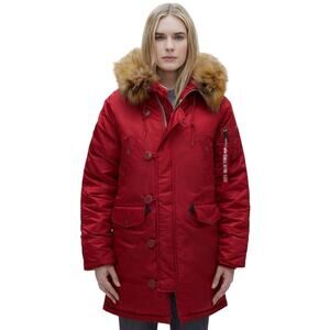 Alpha Industries Women's N-3B Parka, Commander Red, Size Medium
